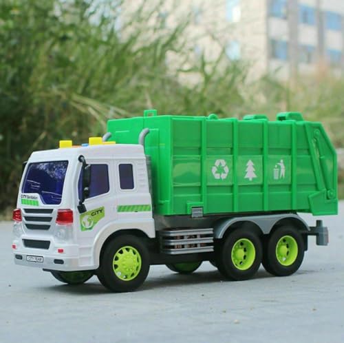 Image of City Garbage Truck Toy, Pull Back Vehicles Toy for Kids, Friction Power Toy Trucks for 3+ Years Old Boys and Girls, Light & Sound Truck Toy for Kids (Multicolor)