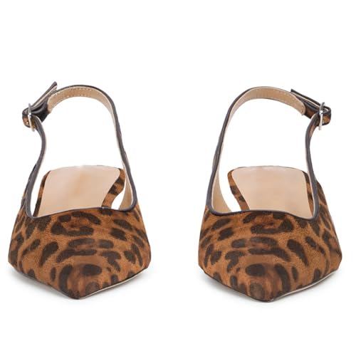 Image of KysBloes Pointed Toe Slingback Kitten Heels for Women Low Heel Pointed Toe Pumps Formal Dress Shoes Sling Back Heels
