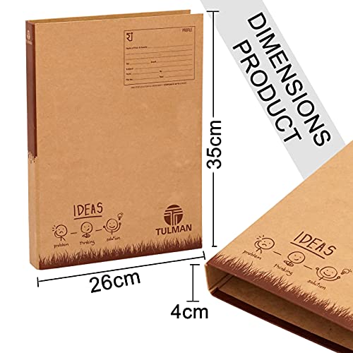 Image of TULMAN D Ring Binder Office File for A4 & Legal Size Documents & Certificate Holder - 38x3x26 CM -Khakhi Pack of 8