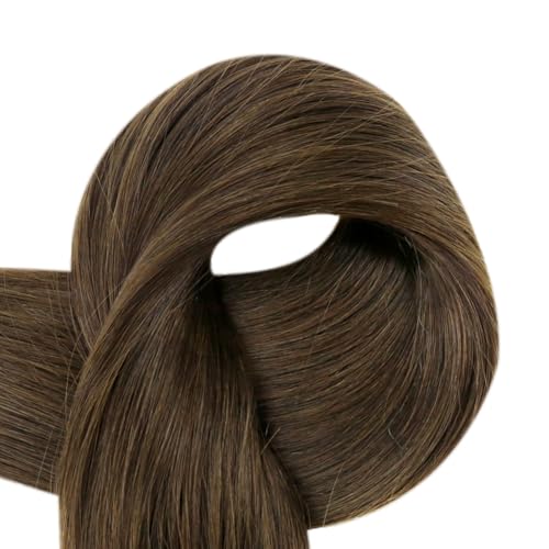 Image of Full Shine 24 Inch Weft Hair Extensions 130G Invisible Long Straight Hair | Color Medium Brown, Invisible Human Hair Sew In, Long Straight Hair, Wedding Looks, Travel Styling, Daily Wear