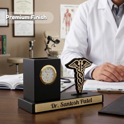 Image of Giftana Personalized 4-in-1 Doctor Desk Organizer Set (Black)