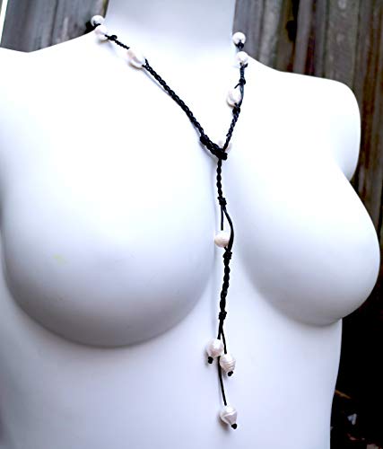 Di Capanni Leather And Pearl Necklace And Earrings Set In A Jewelry Box. Bead Handmade Boho Necklace Jewelry Birthday Gift For Her #TOP5