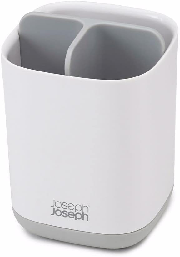 Easy-Store - Compact Toothbrush Holder Caddy Bathroom Storage , Grey/White, Regular