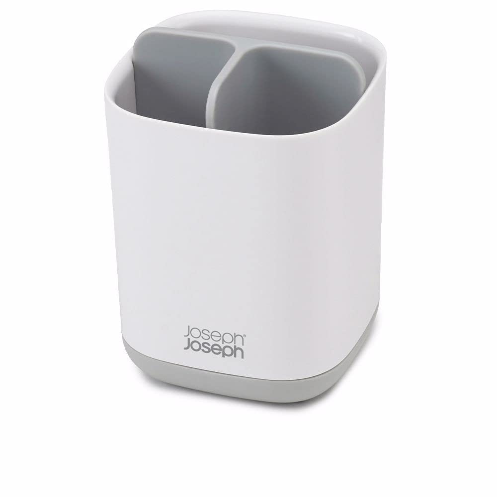 Joseph Joseph Easy-Store - Compact Toothbrush Holder Caddy Bathroom Storage- White/Grey
