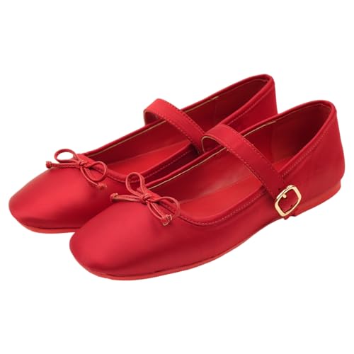Image of Theater Dorothy Casual Ballet Flats for Women | Stylish Mary Jane Ballerina with Bow Detail | Lightweight Comfortable Footwear with Cushioned Insole