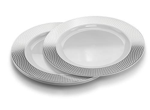 " Occasions " 120 Pieces Chargers Pack Wedding Party 12'' Disposable Plastic Charger Plates/Chargers (Diamond In White & Silver) #TOP1