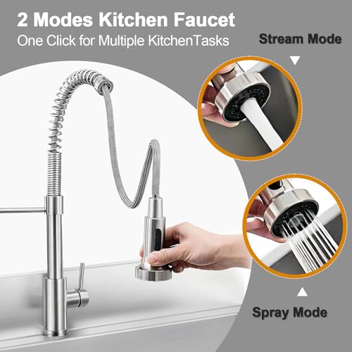 Image of Stainless Steel Utility Sink Single Bowl Freestanding Laundry Sink with Pull-Out Faucet,for Laundry Room Farmhouse Indoor and Outdoor Sink Pet Cleaning
