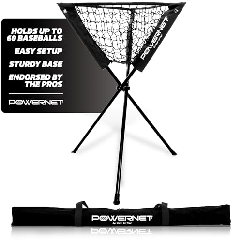 PowerNet Baseball & Softball Ball Caddy Portable Batting Practice Caddy Holds up to 60 Baseballs Softballs or Weighted Balls for Training and Drills (Black)