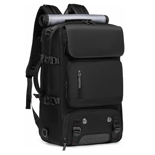 Mochila de Viagem com Compartimentos para Notebook e Tablet Masculina e Feminina Executiva Reforçada Resistente à água USB e Engate de Mala Camping, Trabalho e Dia a Dia (Preto)