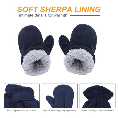 UTTPLL Toddler Mittens Unisex Sherpa Lined Fleece Gloves Winter Warm Easy-On Kids Winter Outdoor Mittens for Baby Boys Girls3