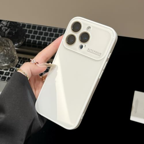 Coque en verre trempé brillant blanc pour iPhone 15 finition luxe