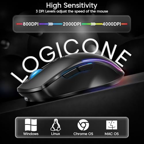 Image of Sounce Ai LogicOne Wireless Mouse with One-Click AI Button, Forward & Back Navigation Keys, 4000 DPI Sensor, 2.4GHz USB Nano Receiver, BT 5.3, Ergonomic Silent Click for Laptop, PC, MacBook (Black)