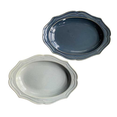 Feliceフェリーチェ [美濃焼]fiorire-フィオリーレ- オーバルベーカー Lサイズ 2枚セット(indigoblue×iceblue)[Felice-フェリーチェ-藤田陶器]