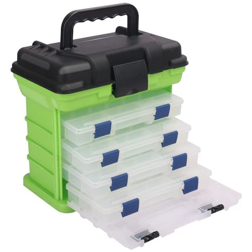Fishing Tackle Box, 4 Layers Fishing Box, Tackle Boxes, Quick-Access Top Storage with Lid for Fishing Gear and Accessories,(Green)by KUKLIPJIM