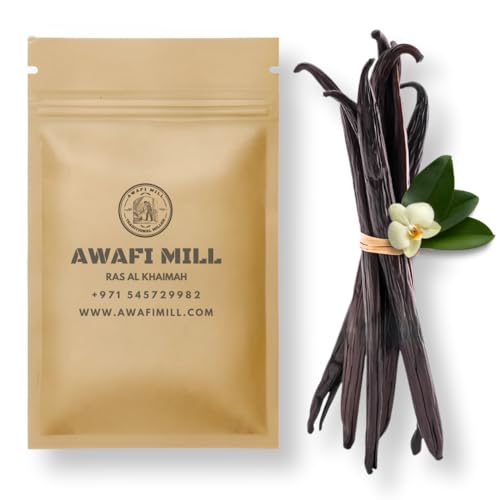 AWAFI MILL Premium Madagascar Vanilla Beans - Grade A Whole Pods for Exquisite Flavor and Culinary Delights (Pack Of (5 Pods) Hand Picked)