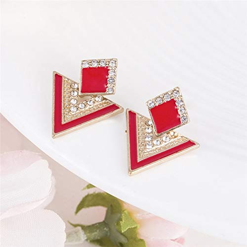 hj Pendientes Mujer bisuteria Mujer Pendientes Delicada de Moda Lover Gota Corea del triángulo geométrico (Rojo) (Color : Red)