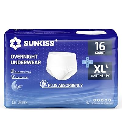 SUNKISS TrustPlus Pantalones Incontinencia para Adultos, Bragas Absorbentes para Hombres y Mujeres, Ropa Interior Absorbentes para Ancianos, Unisex, Bloquean el Olor, XL Noche, 16 Unidades | Ya disponible en tu tienda friki favorita! En mundofriki.es!