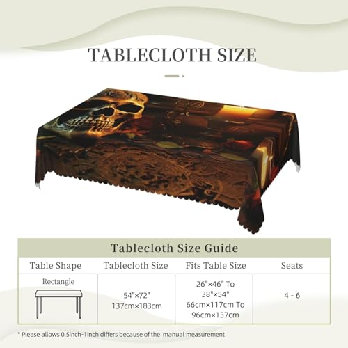 DJUETRUI Nappe rectangulaire imperméable et résistante aux taches avec imprimé têtes de mort effrayantes et lavable pour salle à manger, camping, intérieur et extérieur, 137,2 x 182,9 cm – vue 5