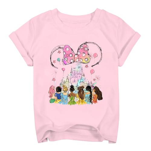 Princess Girls Shirts Magical Short Sleeve Shirt Toddler Holiday Vacation Kids Tee Top Pink
