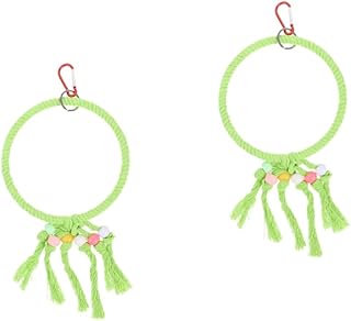 Balacoo 2 Pçs Suporte Conure Pássaros Periquito Pombinhos Brinquedos Tentilhões Verdes Calopsitas Periquitos Anel Papagaio Mastigar Poleiros De Algodão Com Periquito Pássaro Pequeno