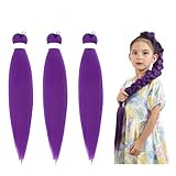 Ymswjgj Extensiones de pelo sintético largo para trenzar con cola de caballo de 76 cm, color morado y morado, para cosplay (3 unidades)