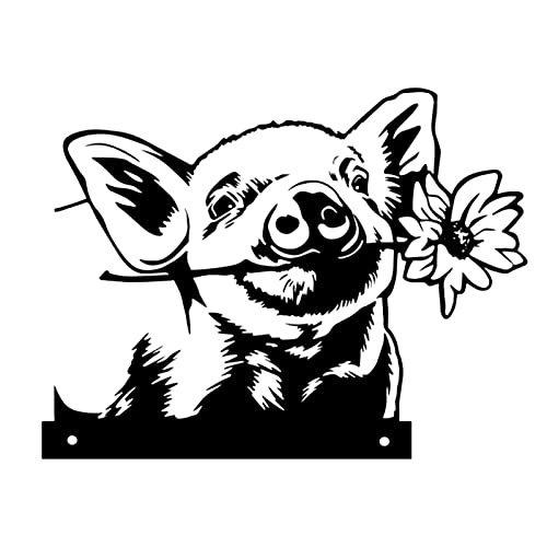 Peeping Animal Metal Yard Art Outdoor Decor, Farm Garden Fence Decoration, Farmhouse Backyard Outdoor Patio Hanging Ornament Statue Decor (Color : Pig B) #TOP5