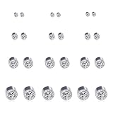 Spiritlele 12 Pairs Clear Crystal Magnetic Earrings Set Clip on Non Piercing Fake Stud Earrings for Unisex