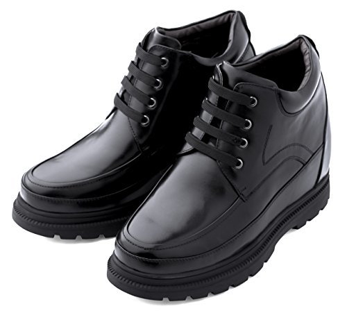 Calden Men's Invisible Height Increasing Elevator Shoes - Black Leather Lace-up High-top Boots with Extra Tall - 5.2 Inches Taller - K511615 - Size 11.5 D(M) US3