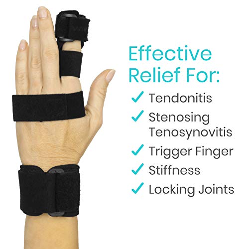 Vive Full Trigger Finger Splint - Hand And Wrist Brace Support - Adjustable Locking Straightener - Straightening Immobilizer Treatment For Sprains, Pain Relief, Mallet Injury, Arthritis, Tendonitis (Black) #TOP1