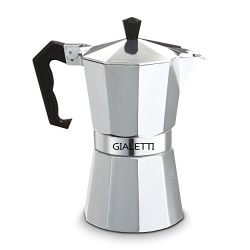 Stovetop Espresso Pot Coffee Maker, 6 Cups, Silver