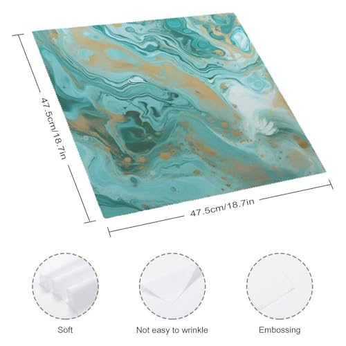 Servilletas de Tela Teal y Oro Mármol 4 Piezas miniatura 2