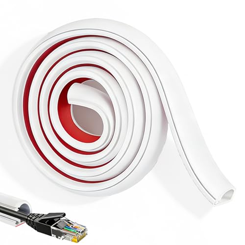 Zlokdraxy 3 MÈTres de Goulotte Passe Cables Auto-AdhÉSif Cache-Cordon en PVC Souple Goulotte Passe Cable Mural IdÉAle pour La Gestion des Câbles À Domicile et Au Bureau Blanche 15 × 10 Mm