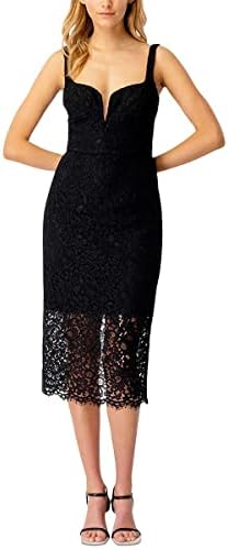 Bardot Womens Plunging Midi Cocktail and Party Dress Black 4