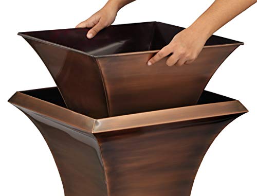 H Potter Tall Planter With Tray Large Outdoor Planters Decorative Copper Flower Pots Indoor Garden Urn Plants Herbs Porch Patio Hallway Entryway Home #TOP3