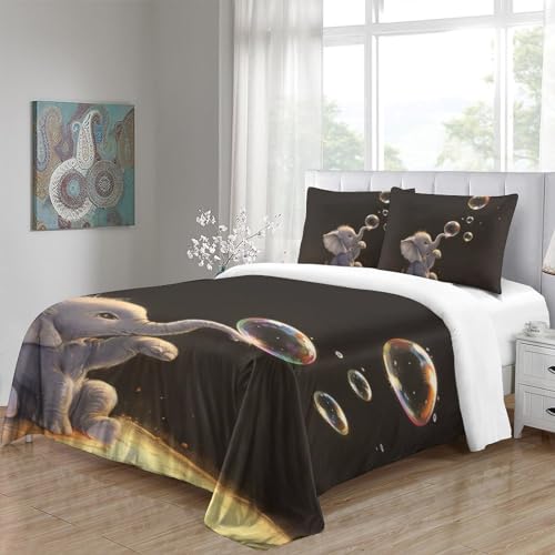 Housse de couette éléphants et fourmis 3D microfibres 140x200cm - 5