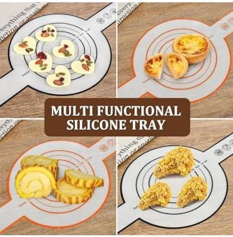 Yenigeldi 4 Adet Hollanda Silikon Kollu Yapışmaz Isıya Dayanıklı Kek Ekmek Pizza Börek Muffin Pişirme Matı,Gri - Görsel 4