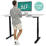 Electric Stand up Desk Frame - EleTab Dual Motor Height Adjustable Ergonomic Sit Stand Desk Base Workstation with 3 Stage up Lifting Legs (Black Frame only)