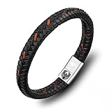 Handmade Lederarmband Herren Armband Herren Männer Leder mit Edelstahl Magnetverschluss Geflochten Armband für Männer und Idee Geschenke