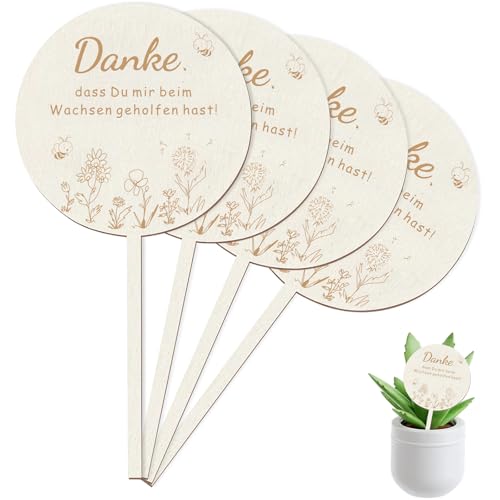 4 Stücke Holz Blumenstecker Danke Dass Du Mir Beim Wachsen Geholfen Hast Holzkarte Holzstecker Blumentopf Holzschild für Abschiedsgeschenk Erzieherin Abschiedsgeschenk Kindergarten