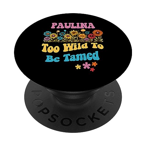 PAULINA Name Cute Retro Girls Wildflower PAULINA Name PopSockets Swappable PopGrip, Black