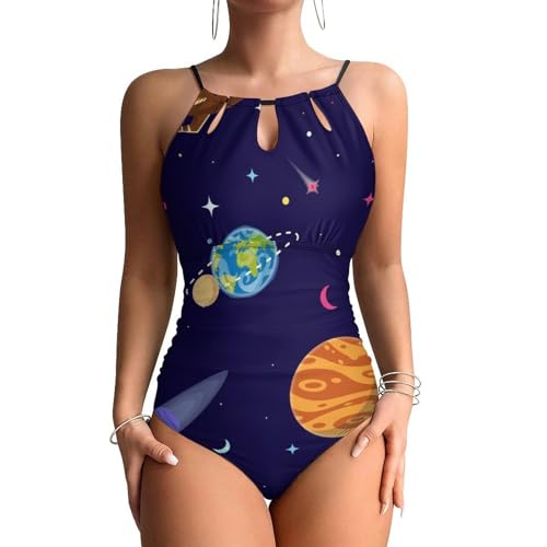Maillots de bain une pièce femme galaxie cosmique beachwear monokini