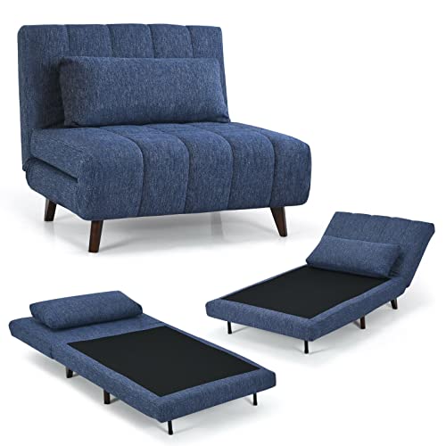 Zsedp Convertible Sofa Bed 3 Position Folding Sleeper Chair W/Pillow Beige/Gray/Blue (Color : Black) #TOP27