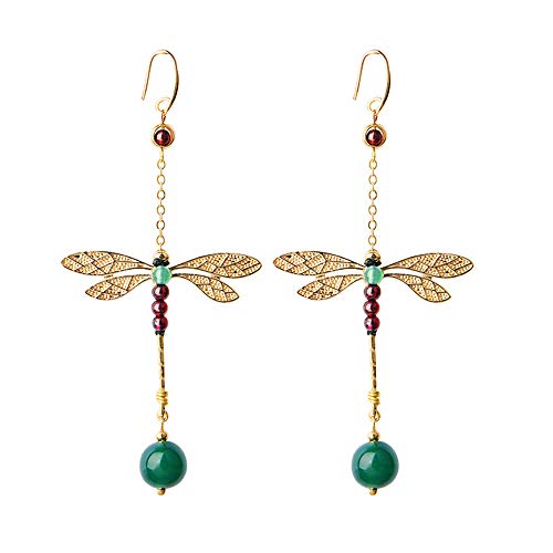 Valentoria - Pendientes asimétricos de libélula y gota, joyería de moda, regalos para niñas, novia, esposa - Valentoria-Earrings, Large, Dragonfly