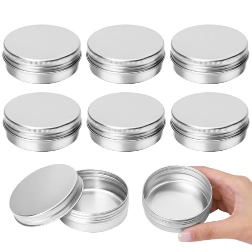 Moretoes 8 Pack 2oz Salve Tins with Lids, Metal Refillable Tin Containers