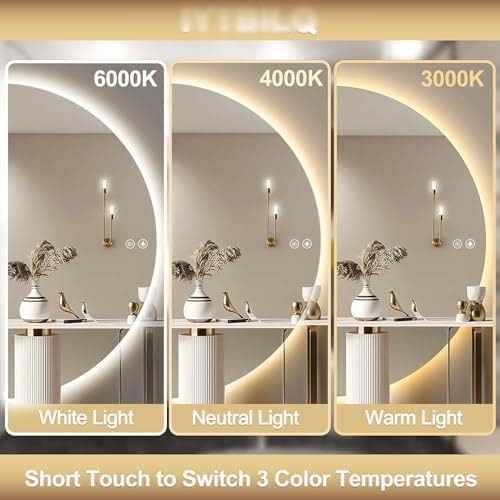 Miroir LED salle de bain demi-lune 90x45 cm à intensité variable