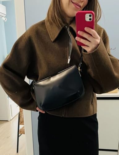 Womens Cropped Wool Jacket Plain Zipper Short Pea Coats Fall Winter Trendy Tweed Jackets 20253