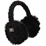 Turtle Fur Women's Ear Muffin Faux Fur Lined Cable Knit Ear Muffs, Black
