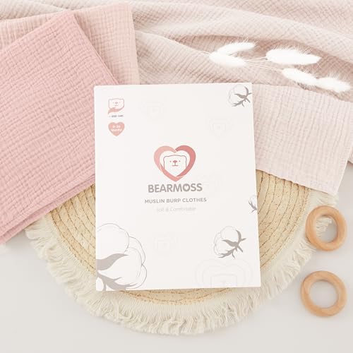 Bearmoss 6 Pack Large Muslin Burp Cloths, 100% Cotton Soft Baby Burping Cloths for Boy, Girl, 23.6" X 23.6" Absorbent Milk Spit Up Rags, Newborn Essentials (Pink Purple) by Bearmoss - Image 8