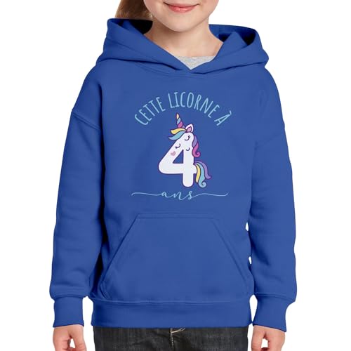 Sweat à capuche enfant licorne cadeau anniversaire 4 ans