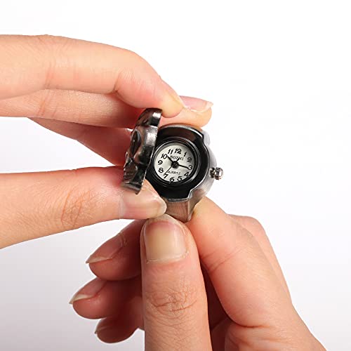 JEWELRYWE Ring Watch, Simple, Large, Numeral Dial, Clock, Popular, Waterproof, Analog, Quartz, Business, b